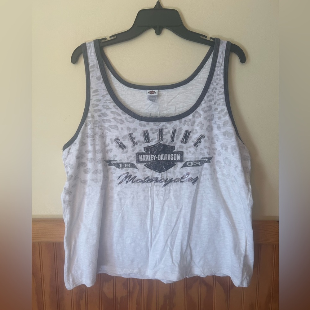 Harley-Davidson White Sleeveless Tank Top